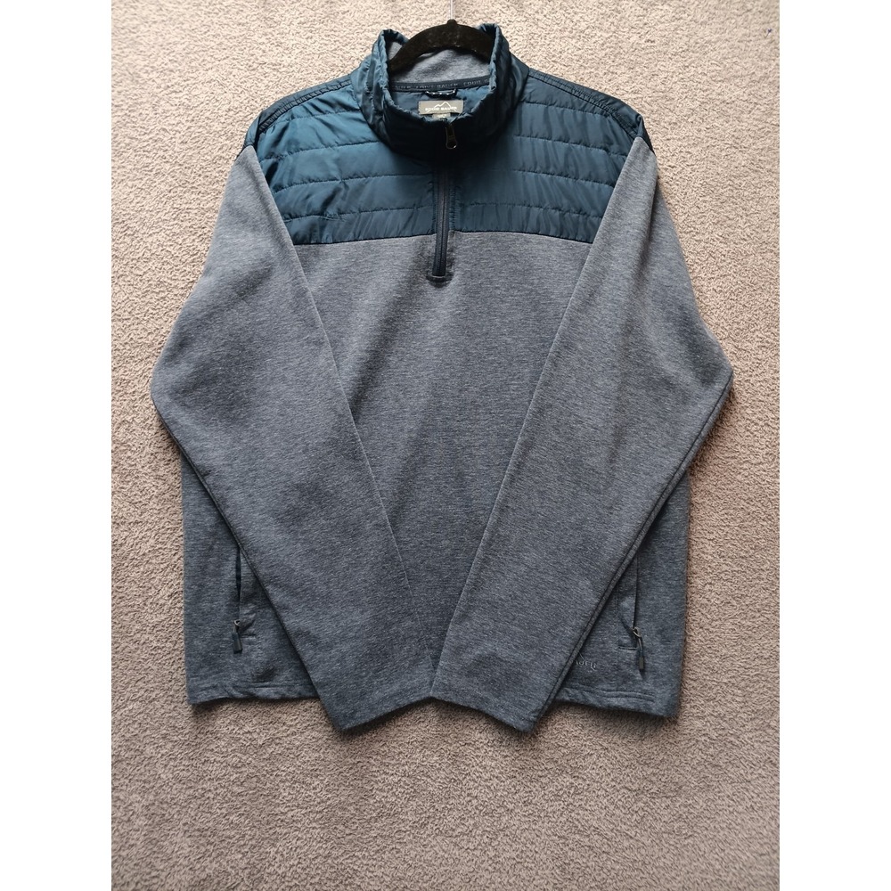 Eddie Bauer Men's Quarter Zip Pullover Jacket Blue Gray Size XL Outdoor